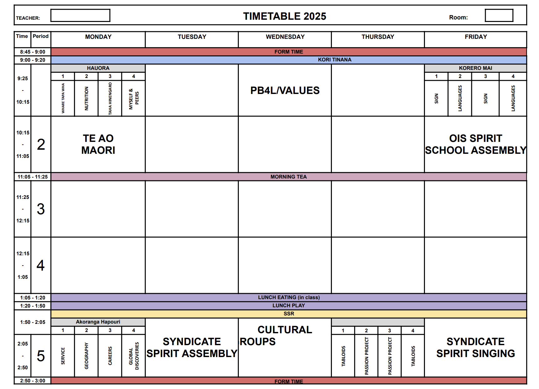 OIS TIMETABLE 2025